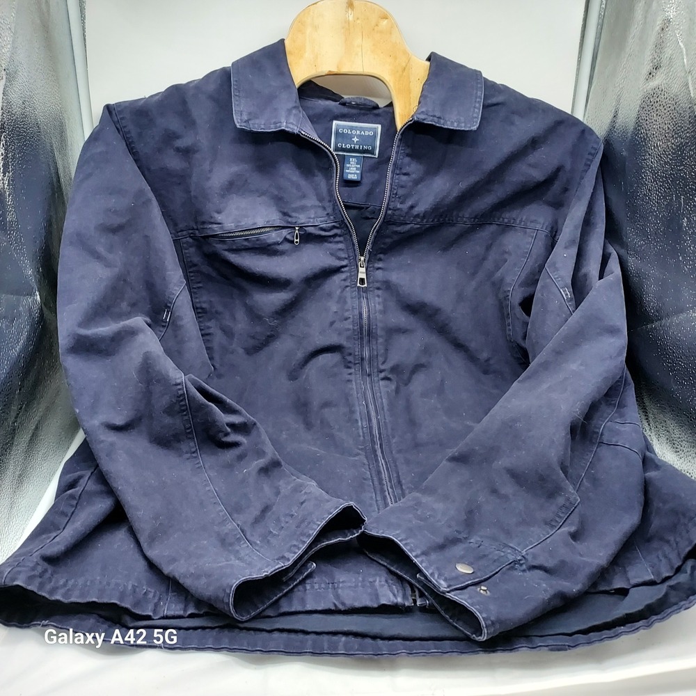 Colorado Clothing Mens XXL Navy Blue Cotton Canvas Work Utility Jacket Zip Front
